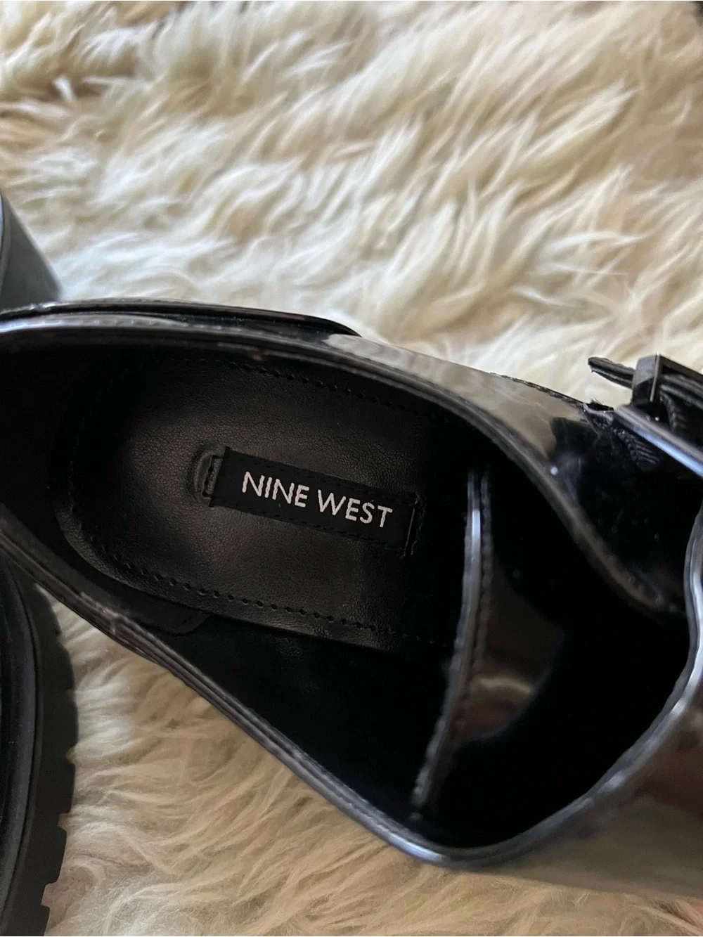 Nine West Black Patent Lug-Soled Loafers